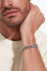 Silver Patterned Chain Men`s Bracelet