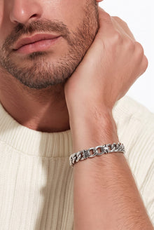 Silver Patterned Chain Men`s Bracelet