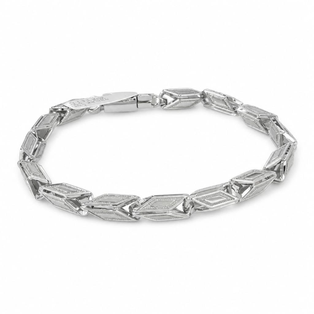 Silver Geometric Link Men`s Bracelet