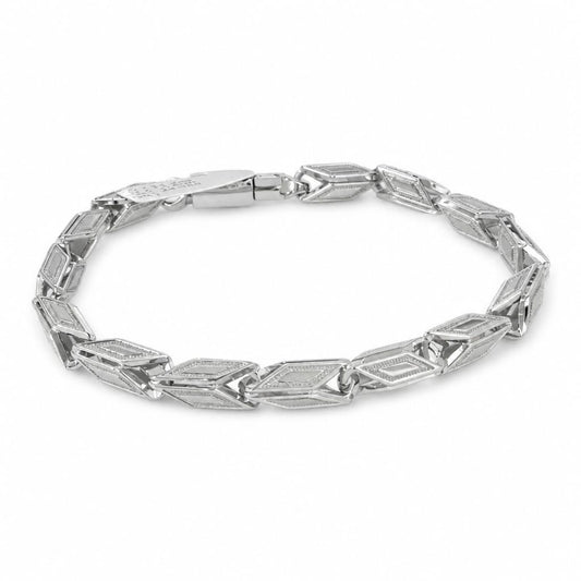Silver Geometric Link Men`s Bracelet
