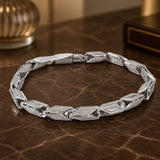 Silver Geometric Link Men`s Bracelet