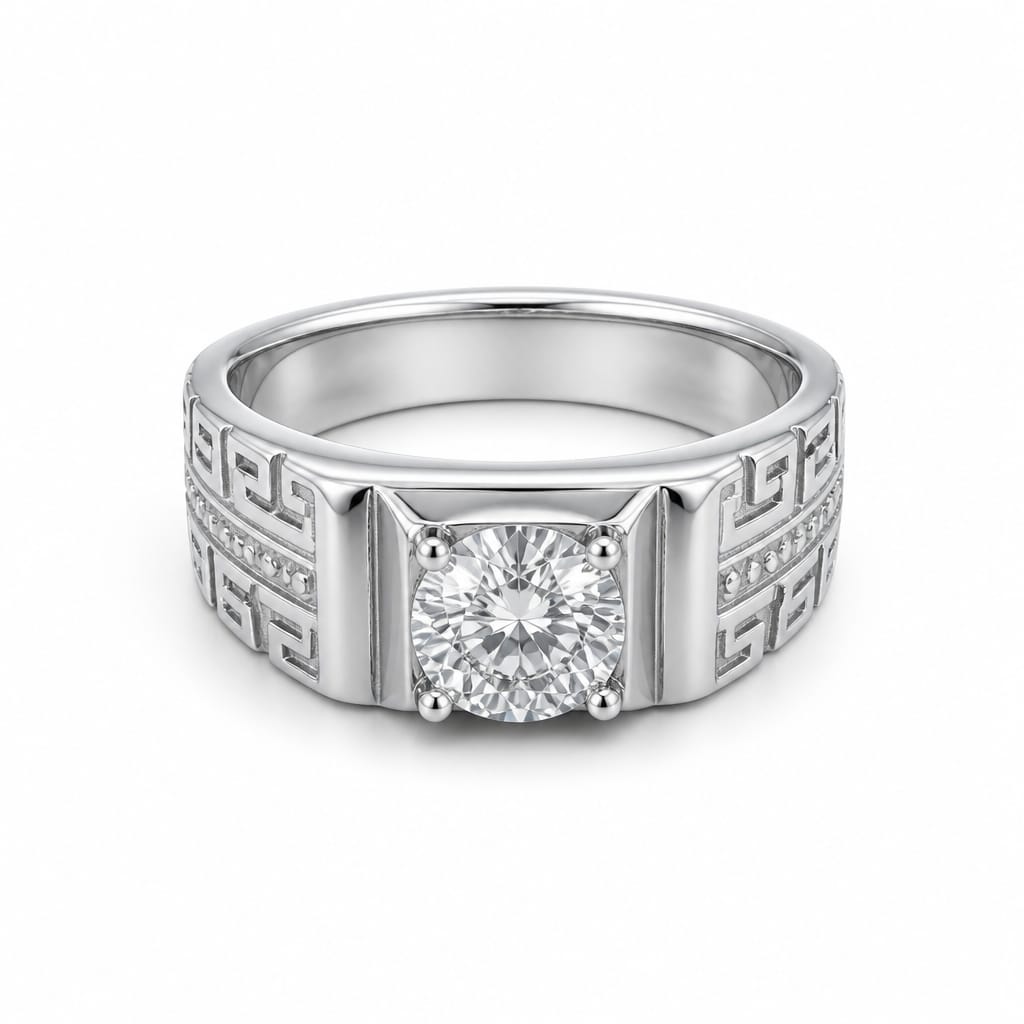 Engraved Men`s Ring in Silver