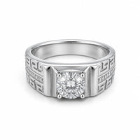 Engraved Men`s Ring in Silver