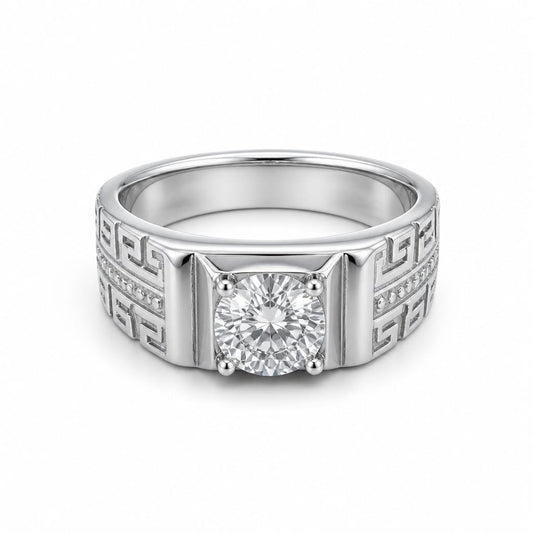 Engraved Men`s Ring in Silver