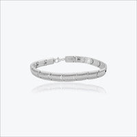 Silver Chevron Pattern Men`s Bracelet