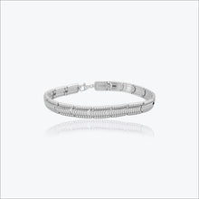 Silver Chevron Pattern Men`s Bracelet