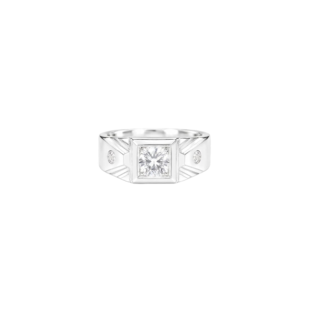 Silver Radiance Square Men`s Ring
