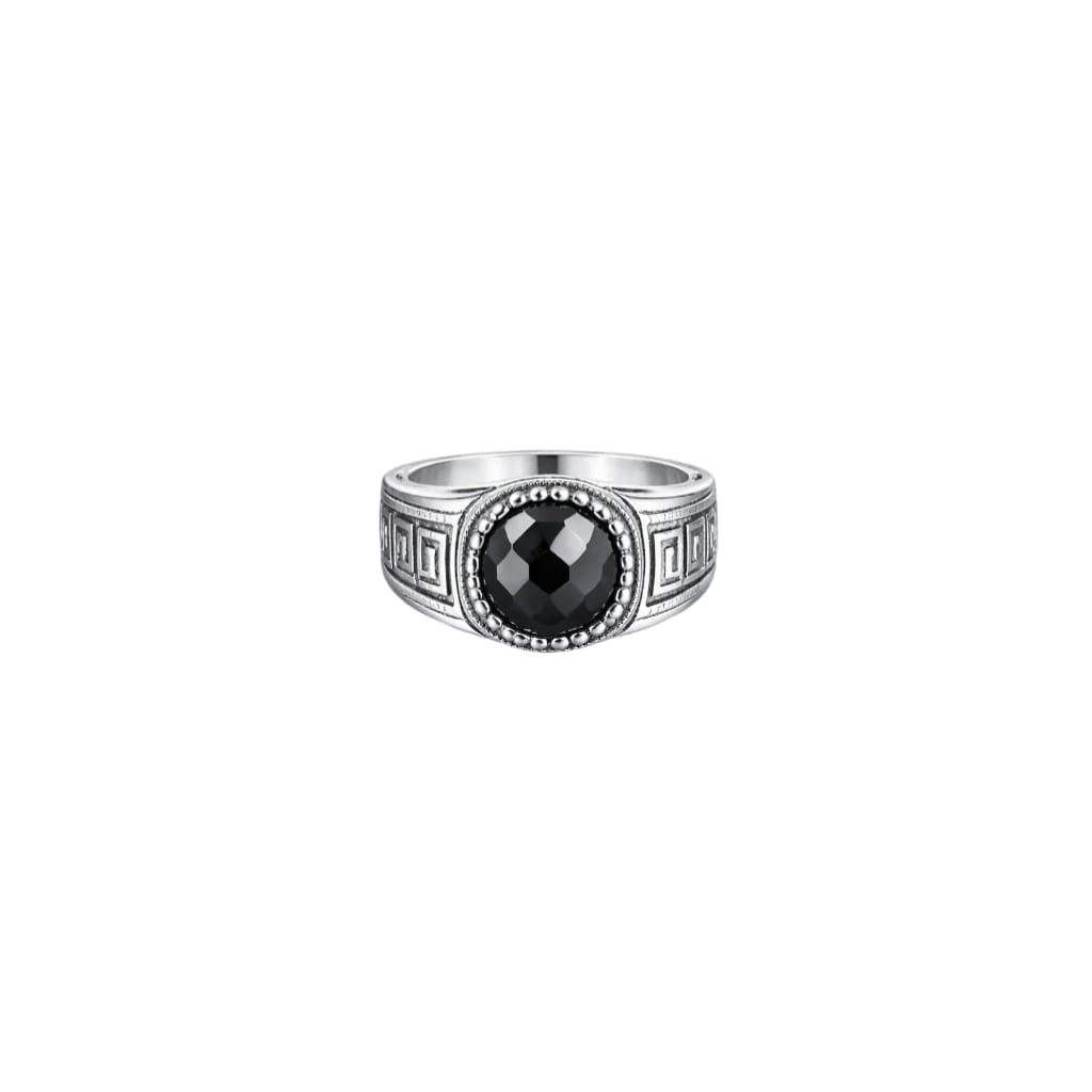 Black Gem Men`s Ring in silver