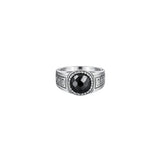 Black Gem Men`s Ring in silver