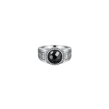 Black Gem Men`s Ring in silver