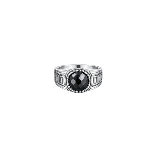 Black Gem Men`s Ring in silver