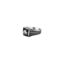 Silver Men`s Ring in Structured Depth