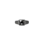 Silver Men`s Ring in Structured Depth