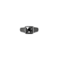 Silver Men`s Ring in Structured Depth