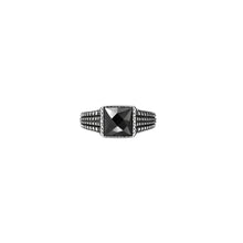 Silver Men`s Ring in Structured Depth