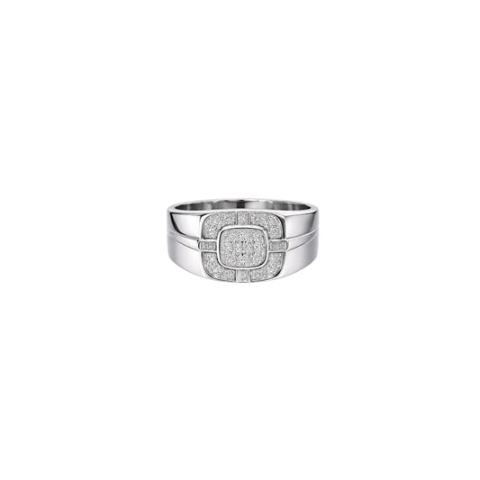 Silver Rectangular Cluster Men`s ring
