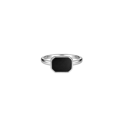 Black Classic Silver Statement Men`s Ring