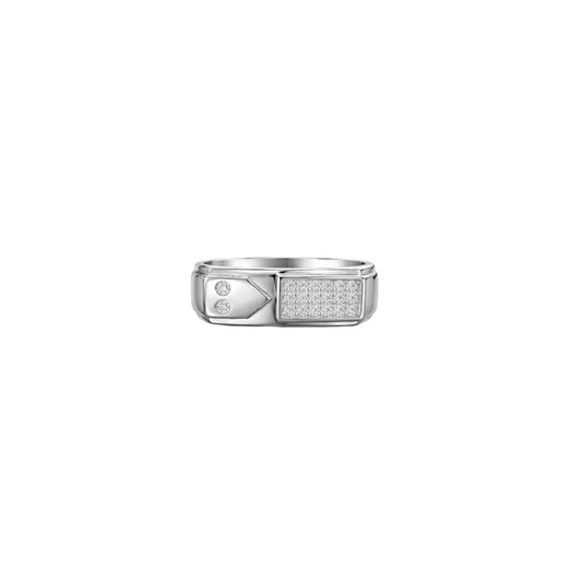 Classic Silver Dual Shape Men`s Ring