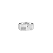 Silver diamond line Men`s Ring