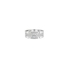 Silver Rectangular Accent Men`s Band