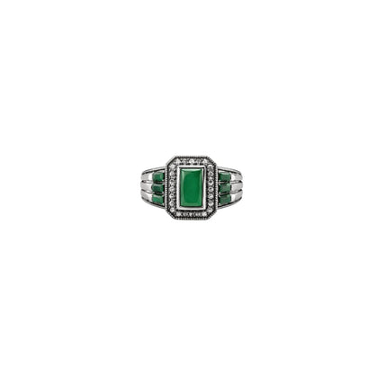 Green Gem Men`s Ring in silver