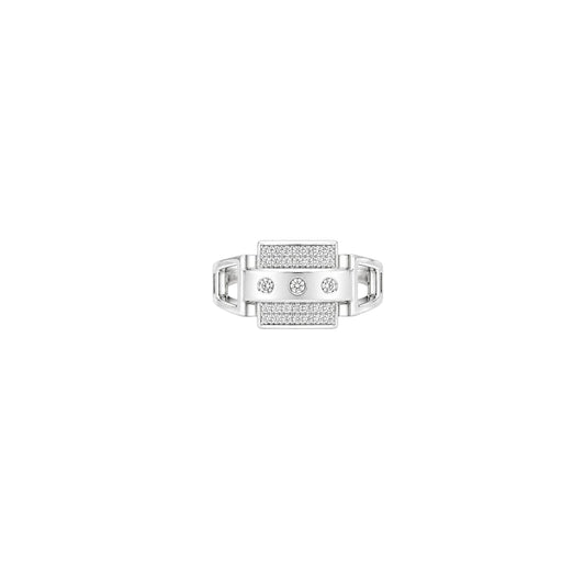 Sleek Gem Rectangle Men's Ring in Silver