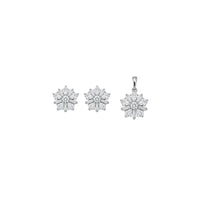 Snowflake Women`s Pendant Set in silver