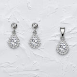 Sharp teardrop Women`s pendant set in silver