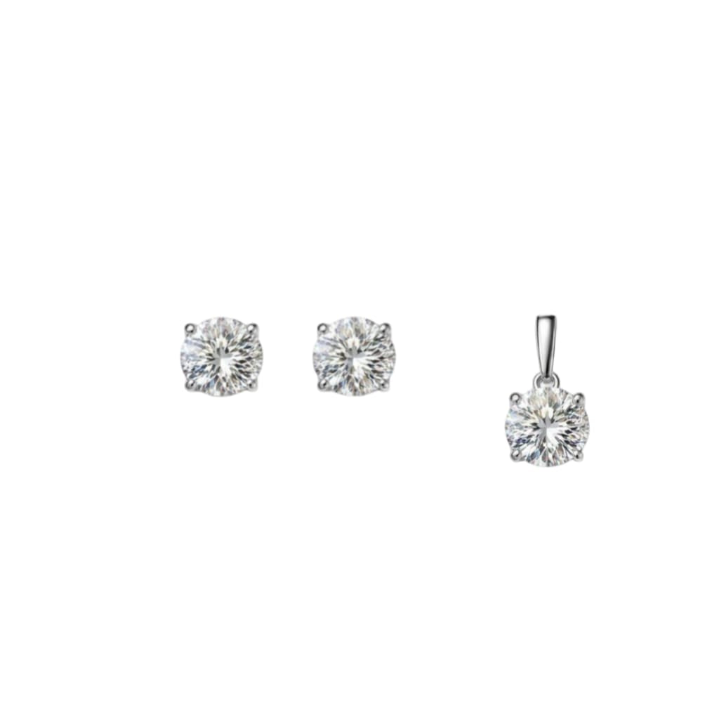 Square-cut Women`s Pendant Set in silver