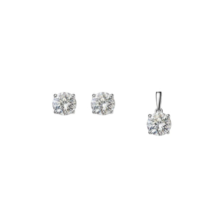 Square-cut Women`s Pendant Set in silver