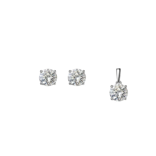 Square-cut Women`s Pendant Set in silver