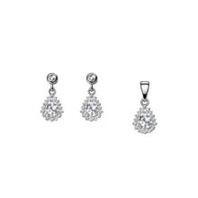Sharp teardrop Women`s pendant set in silver