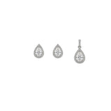 Eira Almond Pendant with earrings in silver