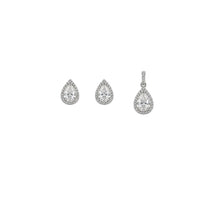 Eira Almond Pendant with earrings in silver