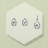 Eira Almond Pendant with earrings in silver