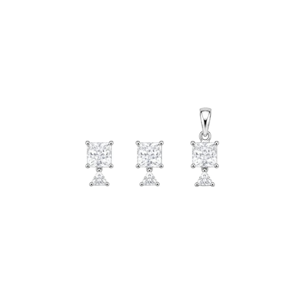 Nova Tier Pendant with earrings in silver