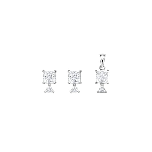 Nova Tier Pendant with earrings in silver