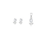 Petal Dew Pendant with earrings in silver