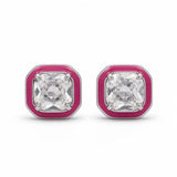 Pink Curve Women`s Earrings in silver
