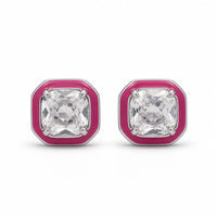 Pink Curve Women`s Earrings in silver