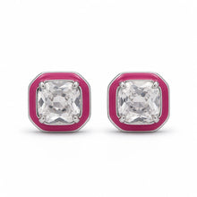 Pink Curve Women`s Earrings in silver