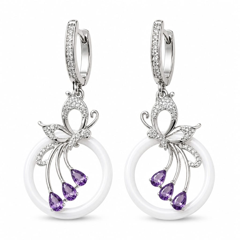 Petal Drift  silver women`s earring