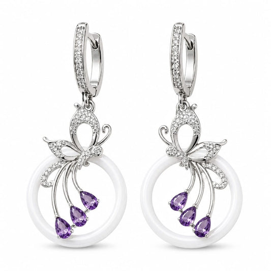 Petal Drift  silver women`s earring