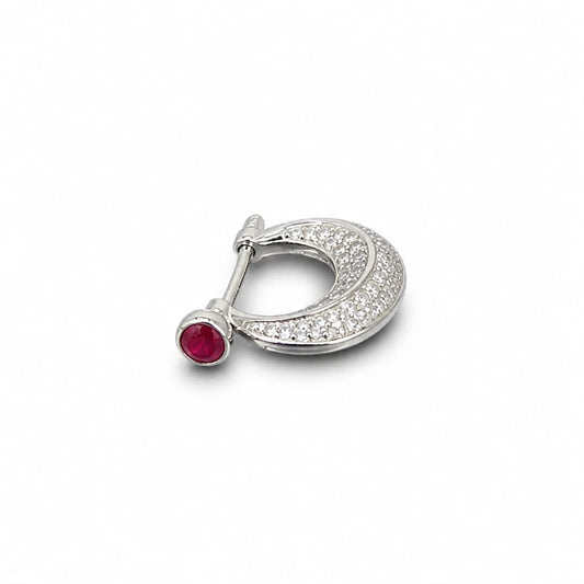 Men`s Studd with pink gemstone in silver