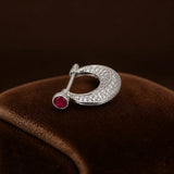 Men`s Studd with pink gemstone in silver