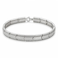 Silver Chevron Pattern Men`s Bracelet