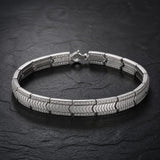 Silver Chevron Pattern Men`s Bracelet