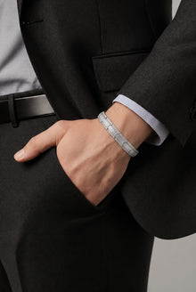 Silver Chevron Pattern Men`s Bracelet
