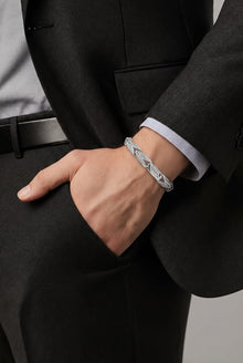 Silver Geometric Link Men`s Bracelet