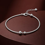 Silver Minimalist Bead Women`s Anklet